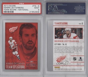 2013-14 Score Team Score 2013 National /5 Henrik Zetterberg #TS-6 PSA 9 MINT