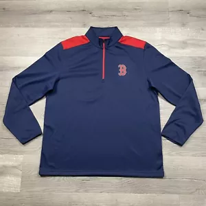 Boston Red Sox Authentic MLB 1/4 Zip Men's XL B Logo Navy Blue Pullover CLEAN - Picture 1 of 18