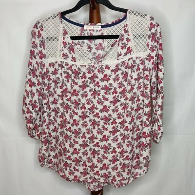 Rewind Mujer Talla S Top Multicolor Floral Cuello Redondo con Vee Mangas 3/4 Encaje Foto 1 de 4