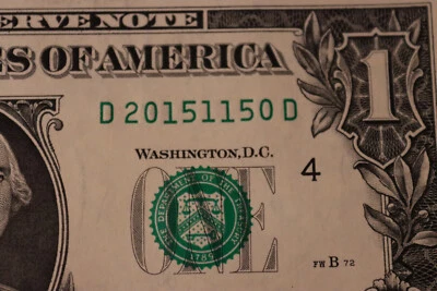 ONE DOLLAR FANCY BIRTHDAY/ANNIVERSARY NOTE [NOV 5, 2015]  SN # D 20151150 D - Image 1 of 3