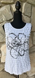 Erin London Tank Top M L White Ruffle Layers Lined Floral Print Excellent - Picture 1 of 8
