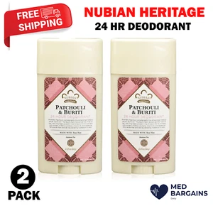 Nubian Heritage Patchouli & Buriti 24 Hour Deodorant Stick 2.25oz - 2 Pack - Picture 1 of 4