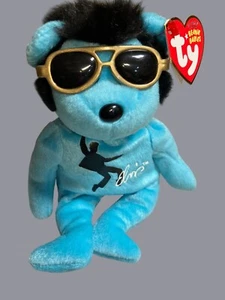 TY Beanie Babies Elvis Presley Blue Beanie Shoes Collectible Plush Toy 2008 - Picture 1 of 15