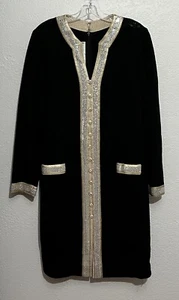 Vintage Lillie Rubin Sz 10 Black Knit Art Deco Long Sleeve Formal Dress *READ - Picture 1 of 12