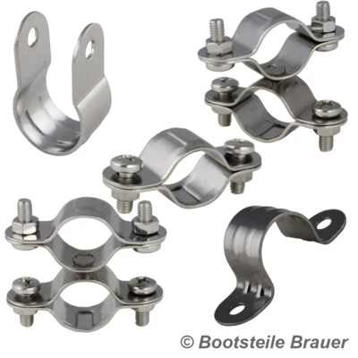 BOOTSTEILE BRAUER® Rohrschellen Edelstahl V2A Doppelt Wirbel Single Bügelschelle U-Schelle Fest