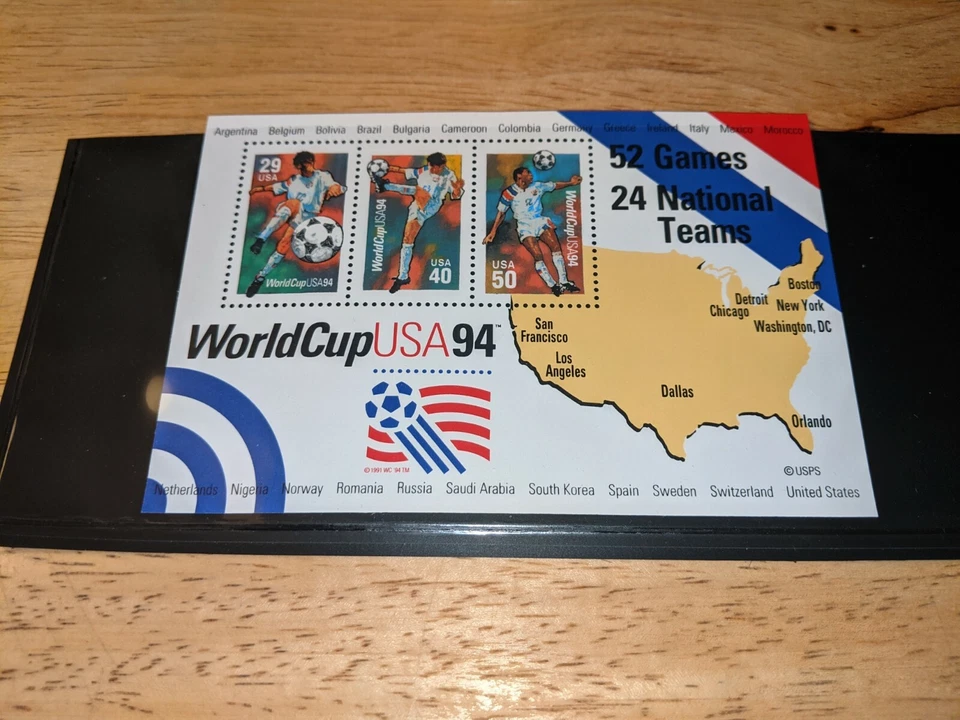 1994 WORLD CUP 94 (29, 40, 50 CENT) MINI-SHEET SC 2837  M/NH - Image 1 of 1