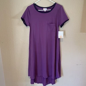 NWT Womens Lularoe Carly Dress Size XS Purple Violet Solid Color - Picture 1 of 5