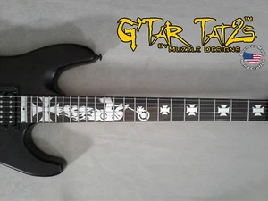 Biker Decal Sticker Inlay - aluminum for Right handed guitar 22-24 Fret - Picture 1 of 2