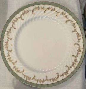 Vintage Aynsley Bone China #24 Green & Gold Rim Dinner Plate 10 1/2” Replacement - Picture 1 of 4