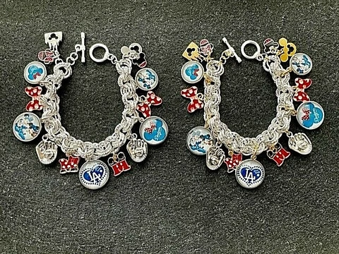 LA Dodgers & Disney Charm Bracelets "Silver Chain or Sliver w/&Gold Jump Ring" Cover