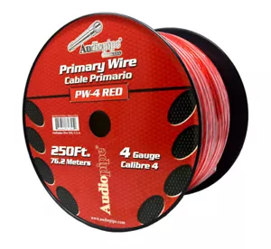 8 GA Red Power Wire Primary Ground 250 FT Copper Mix Cable CAR Audio Amplifier - Picture 1 of 3