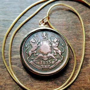 1835 East India Company Half Anna Pendant set on a 24" 18KGF Gold Filled Chain.  - Picture 1 of 8