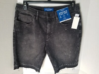Shorts jeans Arizona Advance Flex 360 slim fit bainha crua preto cinza tamanho 32 - Novo com etiquetas - Imagem 1 de 2