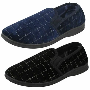Mens Spot On Check Casual Slippers - Picture 1 of 19