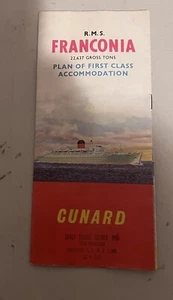 Cunard R.M.S. Franconia Brochure Piano Alloggio Prima Classe 1967 - Foto 1 di 7