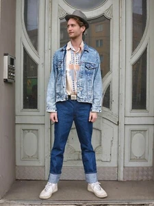 Jeansjacke Herrenjacke stonewash blau 90er TRUE VINTAGE 90s denim jacket blue - Bild 1 von 9
