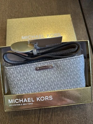Michael Kors Purse Belt Bag Gray Logo Fanny Pack Large Extra Large Belt New - Image 1 of 4