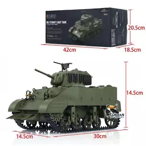 US Stock Henglong scala 1:16 US Stuart M5A1 British VI Barrel Recoil RTR RC Tank - Foto 1 di 12