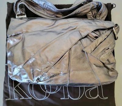 KOOBA Vintage Bronze/ Silver Metallic Bow Leather Shoulder Purse Bag; w/Dust Bag - Image 1 of 4