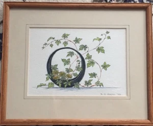 Vintage Framed Watercolour Vase and Vine Picture Signed R. D. Byers 1988 - Picture 1 of 6