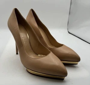 Charlotte Olympia Debbie Leather Platform Pumps Nude Size 41 | 10.5 US - Picture 1 of 8