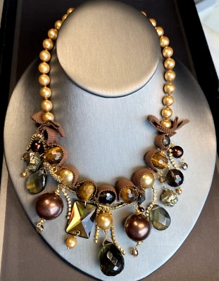 Chan Luu Pearl Tigers Eye Vintage Cha-Cha Fringe Necklace Estate Jewelry Pre-own - Image 1 of 4
