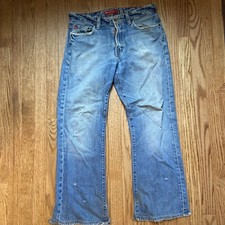 Big Star Jeans Mens 32R (32 x 29) Distressed Blue Denim Boot Cut