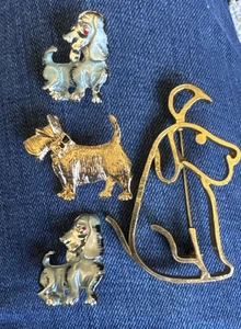 Lot Of 4 Dog Brooches Unmarked - Picture 1 of 5