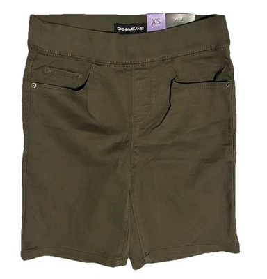 Bermuda DKNY Jeans XS Feminina Conforto Elástica Verde Oliva Nova Com Etiqueta Costura Interna 8,5” - Imagem 1 de 4