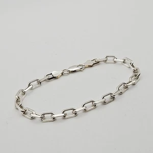 Vintage ITALIEN Sterling Silber 925 Ankerkette Gliederarmband oval Rolo Papier - Bild 1 von 7