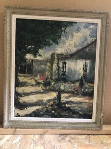 Ölgemälde mit Messer auf Tafel + Holzrahmen Vintage #C949 - Bild 1 von 8