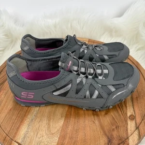 Skechers Bikers Shoes Sneakers Womens Size 10 Leather Gray Hot Pink 22406R - Picture 1 of 10