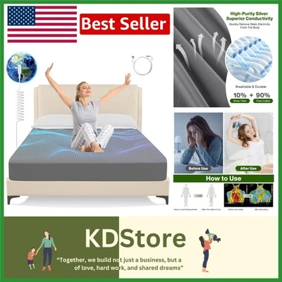 King Size Grounding Sheet 80x78 Deep Sleep Wellness Silver Cotton Bed - Image 1 of 4