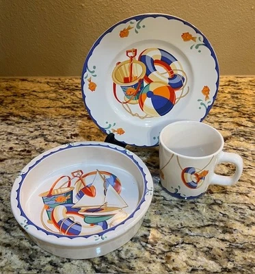 🐠 Tiffany & Co. Seashore 3-Piece Set ☀️ Mug Bowl Plate Beach Theme Fine China  - Image 1 of 4