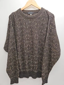 Neiman Marcus Vtg Mens Sweater M Geometric Knit Mercerized Cotton Metallic USA - Picture 1 of 5