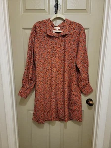 Ann Mashburn Liberty Floral Popover Dress Womens Red Multi Anaya Size LARGE - Picture 1 of 12