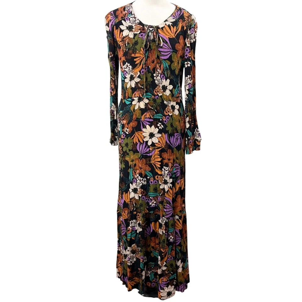 Vestido ECI tamanho 10 vintage anos 90 Y2K boho floral escuro floresta fada grunge indie - Imagem 1 de 4