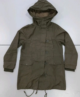 Military Jacket Winter Outdoor Men Button Up Full Zipper Hooded Brown Size M P20 - Image 1 of 4