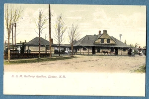 148 1908 Postkarte B&M RR Boston & Maine Bahnhof Exeter NH - Bild 1 von 1