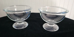 Set of 2 Bormioli Rocco Italy Pedestal Footed Dessert/Ice cream Bowls 4" tall - Picture 1 of 5