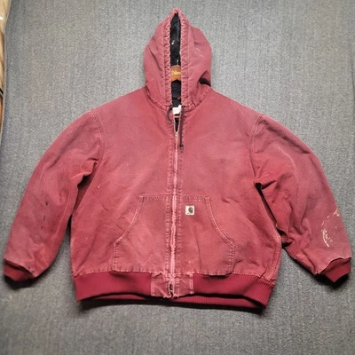Chaqueta Carhartt Para Hombre 2XL J130 CRI Rojo Carmesí Manchas Desgastadas Grunge Con Capucha Foto 1 de 4