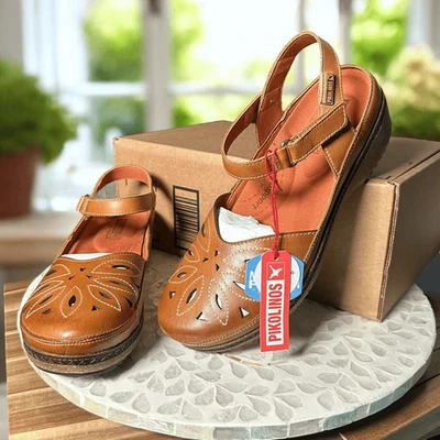 Pikolinos $170 Granada W0w 1985c1 Leather Mary Jane Closed Toe Sandals Womens Si - Image 1 of 4