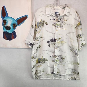 Tommy Bahama Hombres Camisa de Campamento de Lino Palma Hawaiana Estampado con Derechos de Autor Lino Talla L - Imagen 1 de 9