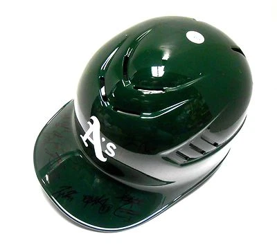 Chris Bassitt Stephen Vogt Drew Pomeranz 2015 OAKLAND A's Signed Baseball HELMET Foto 1 de 4