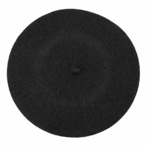 100% Premium Wool Artist Beret Hat Cap Casual Classic Beanie French Women Black - Picture 1 of 4