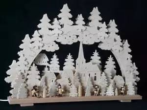 Schwibbogen el. Beleuchtet mit Kinder auf Ski B x H= 70x43cm NEU Lichterbogen - Bild 1 von 1