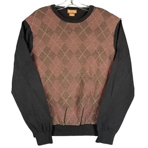 Michael Kors Men’s L Crew Neck Argyle Sweater Black Multicolor Long Sleeve - Picture 1 of 11