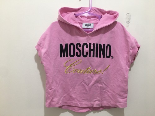 Felpa con cappuccio rosa tagliata per ragazze designer Moschino couture 6 anni ?