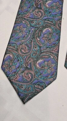 CHRISTIAN DIOR винтажный сделано в США 100% шелк галстук мужской фиолетовый пейсли UEC - Изображение 1 из 4