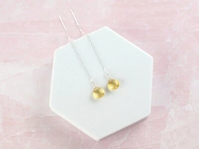 Orecchini energetici fatti a mano filo goccia pendenti a forma di cuore citri... - Immagine 1 di 4